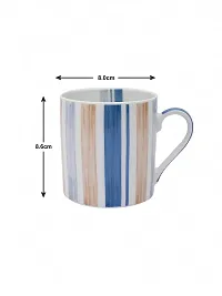 GOODHOMES Fine Bone China Tea Cups/Coffee Mugs with Stripes Print (Set of 4 Cups). (Made in India)-thumb3