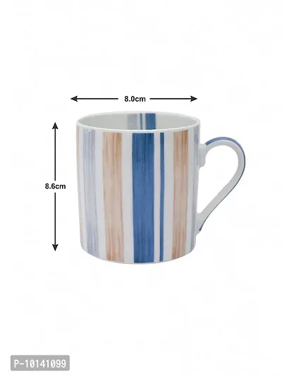 GOODHOMES Fine Bone China Tea Cups/Coffee Mugs with Stripes Print (Set of 4 Cups). (Made in India)-thumb4