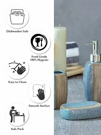 Goodhomes Ceramic Colorful Bathroom Set (Set of 1pc Each Soap Dispenser, Soap Dish, Tumbler & Toothbrush Holder), JY1323-DARK-BLUE-thumb3