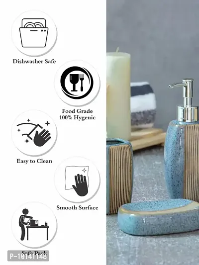 Goodhomes Ceramic Colorful Bathroom Set (Set of 1pc Each Soap Dispenser, Soap Dish, Tumbler & Toothbrush Holder), JY1323-DARK-BLUE-thumb4