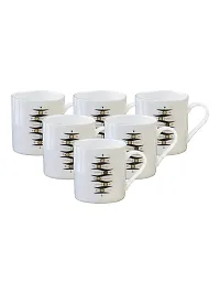 SONAKI Bone China Tea Cups/Coffee Mugs with Real Gold Design (Set of 6 Mugs). (Made in India), White-thumb1