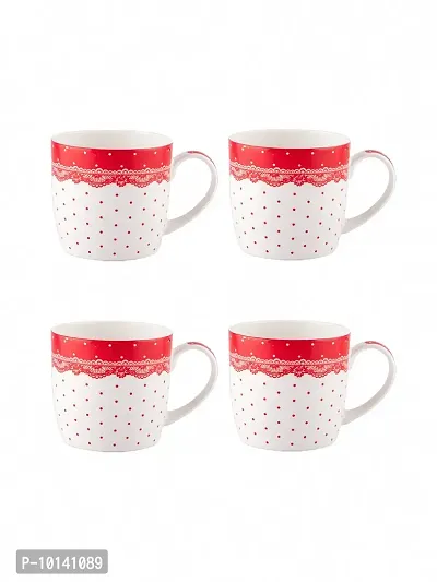 SONAKI Fine Bone China Tea Cups/Coffee Mugs (Set of 4 Pcs). (Made in India), White-thumb2