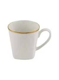 SONAKI Bone China Tea Cups/Coffee Mugs with Real Gold Line, Small , White -Set of 6-thumb2