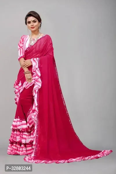 Elegant Georgette Printed Women Saree with Blouse piece-thumb0