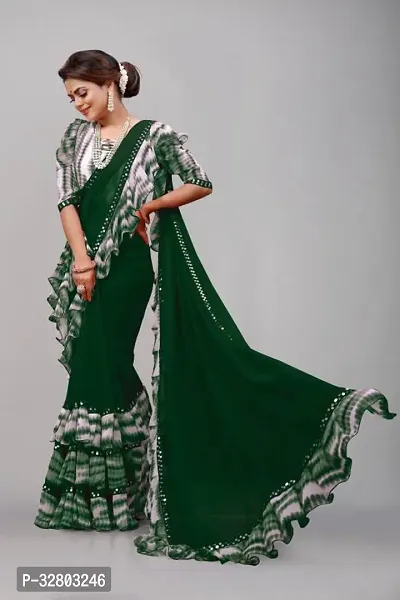 Elegant Georgette Printed Women Saree with Blouse piece