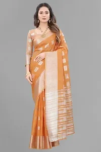 PT'Z Women's Jacquard Woven Silk Saree With Unstich Blouse Piece (P-T-201) (orange)-thumb1