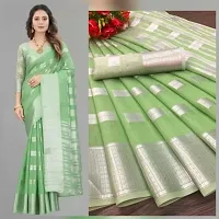 PT'Z Women's Jacquard Woven Silk Saree With Unstich Blouse Piece (P-T-201) (pista)-thumb2