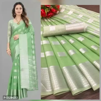 PT'Z Women's Jacquard Woven Silk Saree With Unstich Blouse Piece (P-T-201) (pista)-thumb3