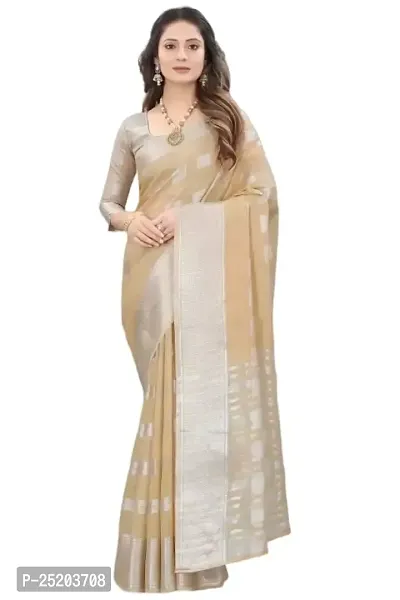 PT'Z Women's Jacquard Woven Silk Saree With Unstich Blouse Piece (P-T-201) (chiku)