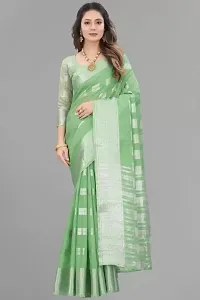 PT'Z Women's Jacquard Woven Silk Saree With Unstich Blouse Piece (P-T-201) (pista)-thumb1