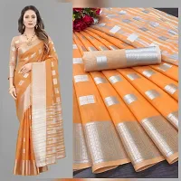 PT'Z Women's Jacquard Woven Silk Saree With Unstich Blouse Piece (P-T-201) (orange)-thumb2