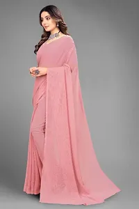 Women Georgette Saree With Mirror Work-thumb1