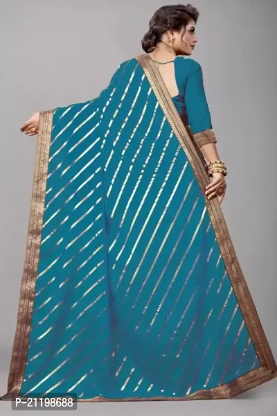New Art Silk Saree With Lehriya Foil Lace and Blouse-thumb3