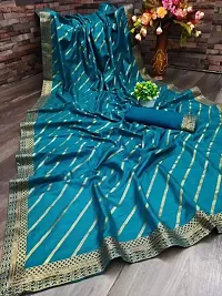 New Art Silk Saree With Lehriya Foil Lace and Blouse-thumb1