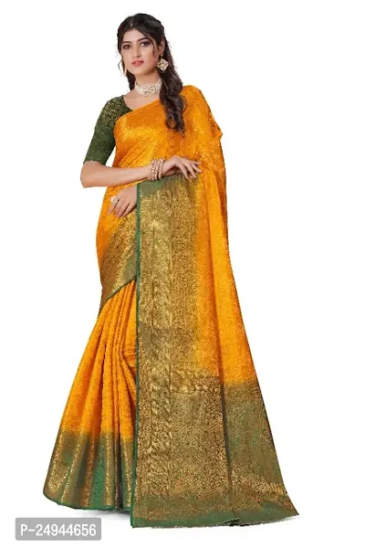 New Kanjiveram Silk With Zari Woven Saree With Blouse-thumb0