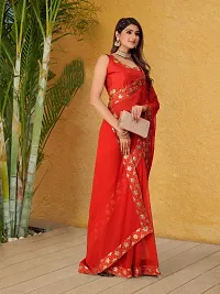 New Fancy Georgette Embroidery work Lace Saree With Blouse-thumb2