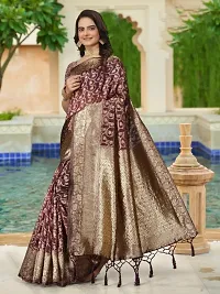 Fancy Design Orangza Saree With Beautiful Jacquard Work And Blouse-thumb2