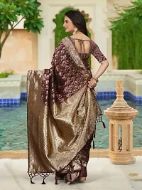 Fancy Design Orangza Saree With Beautiful Jacquard Work And Blouse-thumb3