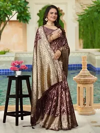 Fancy Design Orangza Saree With Beautiful Jacquard Work And Blouse-thumb4