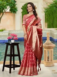 Fancy Design Orangza Saree With Beautiful Jacquard Work And Blouse-thumb4