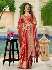 Fancy Design Orangza Saree With Beautiful Jacquard Work And Blouse-thumb3