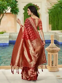 Fancy Design Orangza Saree With Beautiful Jacquard Work And Blouse-thumb4