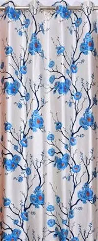 RDK Floral Flower Printed Poleyster Eyelet Curtains-thumb1