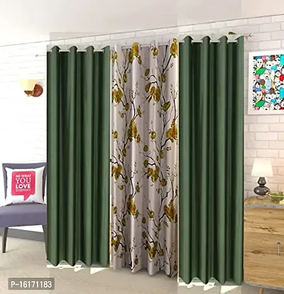 RDK Polyester Floral Flower Printed Eyelet Curtains Combo, Pack of 3-thumb0