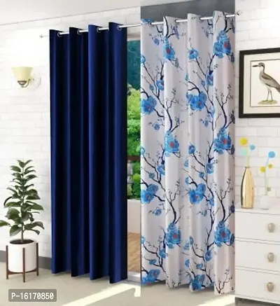 RDK Floral Flower Printed Poleyster Eyelet Curtains