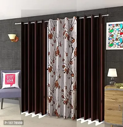 RDK Polyester Floral Flower Printed Eyelet Curtains Combo, Pack of 3-thumb0