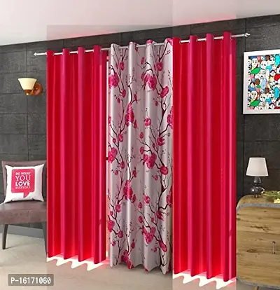 RDK Polyester Floral Flower Printed Eyelet Curtains Combo, Pack of 3-thumb0