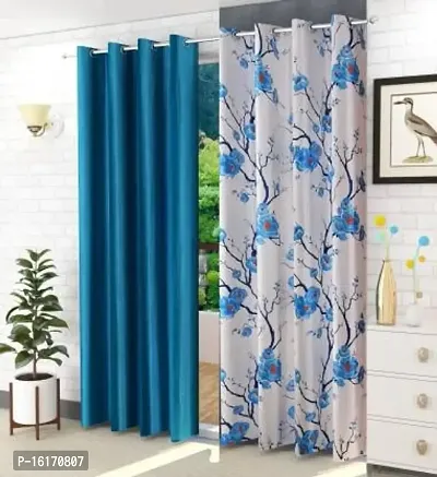 RDK Floral Flower Printed Poleyster Eyelet Curtains