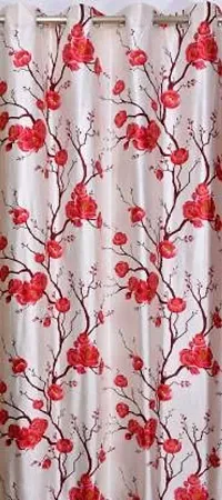 RDK Floral Flower Printed Poleyster Eyelet Curtains-thumb1