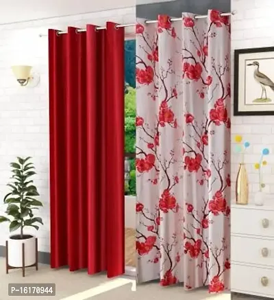 RDK Floral Flower Printed Poleyster Eyelet Curtains