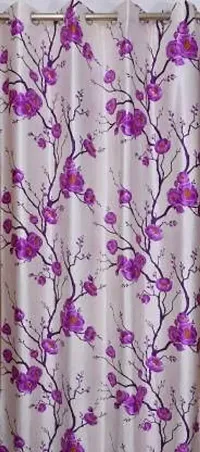 RDK Floral Flower Printed Poleyster Eyelet Curtains-thumb1