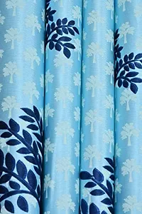 RDK Polyester Tree Printed Eyelet Window Curtain, 6 Feet, Aqua(1 Print + 1 Plain)-Pack of 2-thumb2