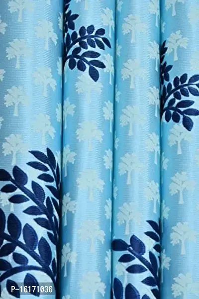 RDK Polyester Tree Printed Eyelet Window Curtain, 6 Feet, Aqua(1 Print + 1 Plain)-Pack of 2-thumb3