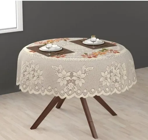 BIGGER FISH 40 Inch Round Table Cover Poly Cotton Floral Elegant Design 2 Seater Tablecloth/Small Center Table Cover