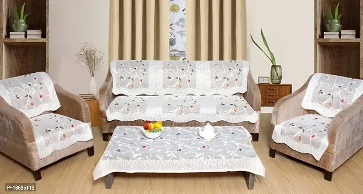Beautiful 5 Seater Floral Sofa with Table Cover-thumb0