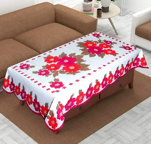 Kuber Industries Cotton 4 Seater Center Table Cover - White (40 x 60 inch)