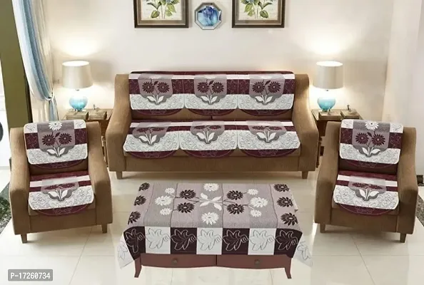 Beautiful Printed Home Decor 5 Seater Sofa Cover Set with Center Table Cover