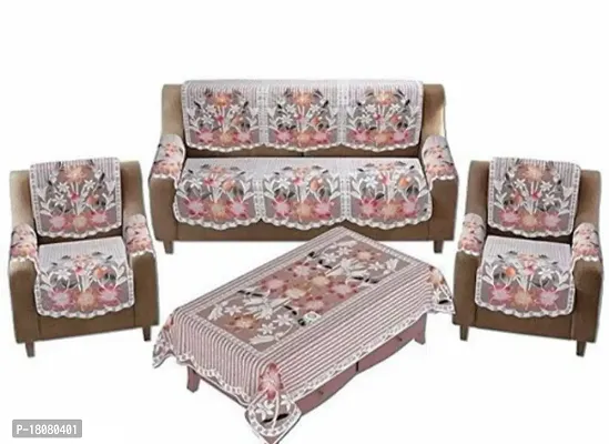 Beautiful Printed Cotton 5 Seater Sofa Cover with Table Cover Cloths-thumb0