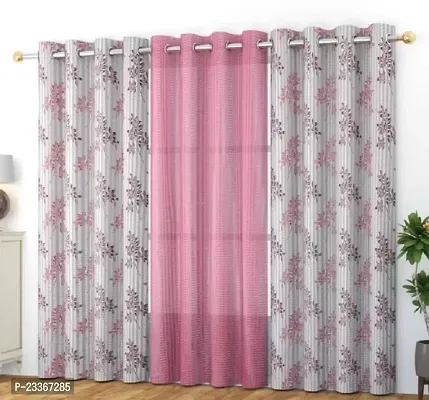 Beautiful Printed Polyester Home Present Door Curtain (4x7feet) Set of 3