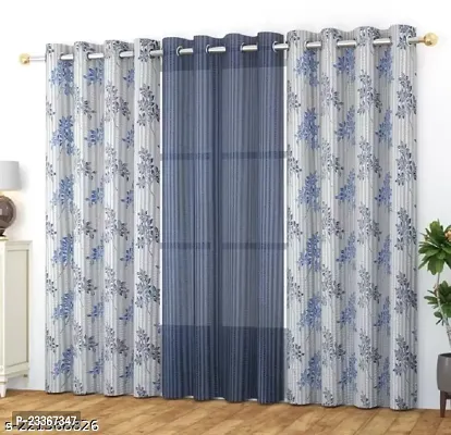 Beautiful Printed Polyester Home Present Door Curtain (4x7feet) Set of 3