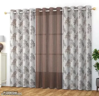 Beautiful Printed Polyester Home Present Door Curtain (4x7feet) Set of 3-thumb0