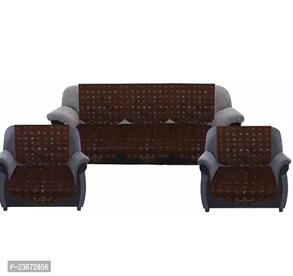 Home Decor Cotton Net Floral Design 5 Seater Sofa Cover Set-thumb0