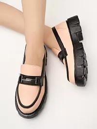 Stylish Nude Synthetic Loafers for Women-thumb1