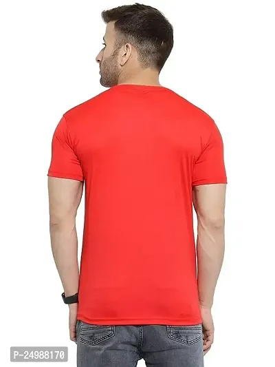 Ritravi Lifestyle Men's Regular Fit Casual Solid Short Sleeve 100% Polyester Dry Fit Crew Neck T-Shirt-thumb2