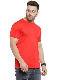 Ritravi Lifestyle Men's Regular Fit Casual Solid Short Sleeve 100% Polyester Dry Fit Crew Neck T-Shirt-thumb2