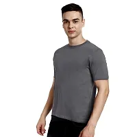 Ritravi Lifestyle Men's Regular Fit Casual Solid 100% Organic Cotton Short Sleeve Crew Neck T-Shirt-thumb1